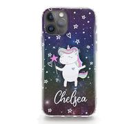 Hairyworm Personalised Initials Phone Case For Google Pixel Phones, 5, 6 (5G), 6 Pro (5G), 6A (5G), 7 (5G), 8, 8A, 9, White Name on Heart and Star Galaxy Print Hard Phone Cover, Unicorn Case