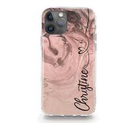 Hairyworm Personalised Initials Phone Case For Google Pixel Phones, 5, 6 (5G), 6 Pro (5G), 6A (5G), 7 (5G), 8, 8A, 9, Hard Cover, Pink Marble Phone Case with Heart Name