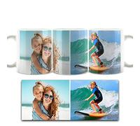 Hairyworm Personalised Mug and Belgian Milk Chocolate/Hot Chocolate Stirrer Marshmallow Gift Set, Tea Cup, Coffee Mug, Personalised Gift, (11oz) White Mug Customised with Two Image Photo Collage