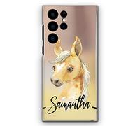 Hairyworm Personalised Phone Case For For Samsung Galaxy A Phones, A15, A16 A34, A36, A51, A52, A52S, A53, A54, A55, A56, Initials/Name on Palomino Horse Pony Print Hard Phone Cover