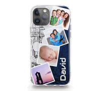 Hairyworm Personalised Phone Case For Samsung Galaxy A Phones, A05s A15, A16, A26 A34, A36, A25, A51, A52, A52S, A53, A54, A55, A56 Custom Blue London City Hard Cover with Four Photo Collage