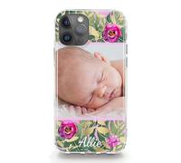 Hairyworm Personalised Phone Case For Samsung Galaxy A Phones, A05s A15, A16, A26 A34, A36, A25, A51, A52, A52S, A53, A54, A55, A56 Custom Pink Flower Tropical Leaf Cover with One Image and Text