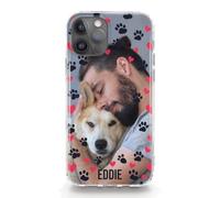 Hairyworm Personalised Phone Case For Samsung Galaxy A Phones, A05s A15, A16, A26 A34, A36, A25, A51, A52, A52S, A53, A54, A55, A56 Heart and Dog Cat Paw Prints Phone Cover Customised with Photo Name
