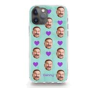 Hairyworm Personalised Phone Case For Samsung Galaxy A Phones, A05s A15, A16, A26 A34, A36, A25, A51, A52, A52S, A53, A54, A55, A56 Turquoise Heart Custom Photo Face Stickerbomb Cover with Name