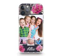 Hairyworm Personalised Phone Case For Samsung Galaxy A Phones, A05s A15, A16, A26 A34, A36, A25, A51, A52, A52S, A53, A54, A55, A56 Custom Pink Flower Leaf Hard Cover with Four Photo Collage