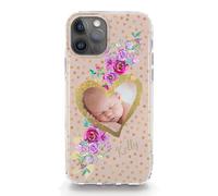 Hairyworm Personalised Phone Case For Samsung Galaxy A Phones, A05s A15, A16, A26 A34, A36, A25, A51, A52, A52S, A53, A54, A55, A56 Pink Spot Gold Heart Flower Cover with Photo and Name