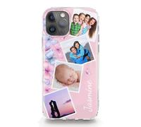 Hairyworm Personalised Phone Case For Samsung Galaxy A Phones, A05s A15, A16, A26 A34, A36, A25, A51, A52, A52S, A53, A54, A55, A56 Custom Pink Butterfly Hard Cover with Four Photo Collage