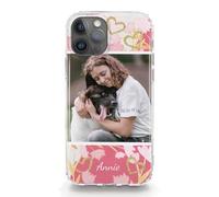 Hairyworm Personalised Phone Case For Samsung Galaxy A Phones, A05s A15, A16, A26 A34, A36, A25, A51, A52, A52S, A53, A54, A55, A56 Custom Pink Flower Heart Cover with One Image and Text