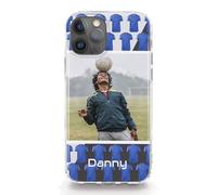 Hairyworm Personalised Phone Case For Samsung Galaxy A Phones, A05s A15, A16, A26 A34, A36, A25, A51, A52, A52S, A53, A54, A55, A56 Custom Blue Football Shirt Cover with One Image and Text