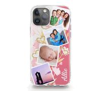 Hairyworm Personalised Phone Case For Samsung Galaxy A Phones, A05s A15, A16, A26 A34, A36, A25, A51, A52, A52S, A53, A54, A55, A56 Custom Pink Flower Heart Hard Cover with Four Photo Collage