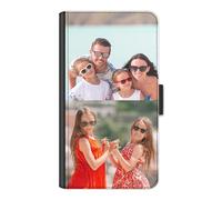 Hairyworm Personalised Phone Case For Sony Xperia Models, 1 IV, 5 IV,10 IV, L1, L2, L3, L4 Custom Photo Collage, Image on Leather Side Flip Wallet Phone Case, Phone Cover - Two Images
