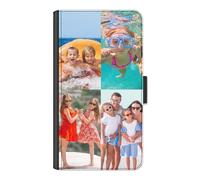 Hairyworm Personalised Phone Case For Sony Xperia Models, 1 IV, 5 IV,10 IV, L1, L2, L3, L4 Custom Photo Collage, Image on Leather Side Flip Wallet Phone Case, Phone Cover - Four Images