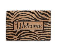 Hairyworm Zebra Print Doormat (60cm x 90cm) Small, Welcome Front Door Mat, Coconut Core Fibre Heavy Duty Mat, Rug, Indoor Natural Coir Mat, Regular