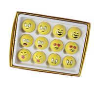 HAISENG 12Pcs Lovely Emotion Face Golfball Funny Yellow Practice Golfball Novelty Golfs Men Women Golfers Enduring Emotion Face Balls