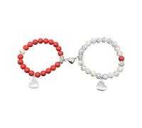 HAISENG 2Pcs Parents Bracelets Relationship Distance Heart Bead Matching for Sun and Dad Friendship Love and Intimacy