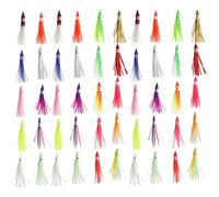 HAISENG 50Pcs Saltwater Fishing Baits Baits Fishing Tackle Accessory Soft Fishing Lures Squid Skirts Glow Skirt Lures Artificial Squid Baits