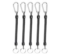 HAISENG 5Pcs Coiled Fishing Lanyards With Carabiner Retractables Lanyards Coiled Tethers Secure Tackle Tool Easily Use Rope