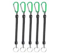 HAISENG 5Pcs Coiled Fishing Lanyards With Carabiner Retractables Lanyards Coiled Tethers Secure Tackle Tool Easily Use Rope