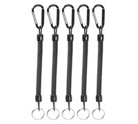HAISENG 5Pcs Coiled Fishing Lanyards With Carabiner Retractables Lanyards Coiled Tethers Secure Tackle Tool Easily Use Rope