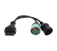 HAISENG 6pin 9pin To OBDII 16Pin Adapter Heavy Duty Vehicles Diagnostic Adapter Cable Truck Converter Scanner Cable Y Vehicle Fault Detection