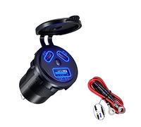 HAISENG Double PD45W Fast Charging Car Socket with LED Light Waterproof USB QC3.0 Adapter for 12V/24V Car Boat