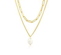 HAISENG Elegant French Pearls Pendant Necklace With Steel Chain Minimalist Jewelry For Women Day To Night Versatility Sturdy Artificial Pearls Necklace