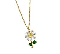 HAISENG Fashion Light Luxury Beauty Small Sweet Ladies Necklace Girl Simple Wild Clavicle Chain Pendant Necklace for Women Gold Girls Stainless Steel Zircon Necklace for Women