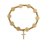 HAISENG For Cross Golden Color Jewelry Rosary Centerpiece Sacred Mercy Icons Religious Beaded Bracele Rosary For Women Men Fashion