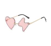 HAISENG Heart Shape Fashion Rhinestones Oversize Glasses For Womens Men Fun Eyewear Disco Eyeglass For Women With Rhinestones