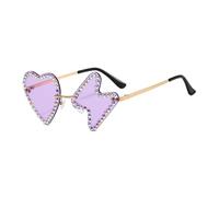 HAISENG Heart Shape Fashion Rhinestones Oversize Glasses For Womens Men Fun Eyewear Disco Eyeglass For Women With Rhinestones