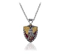 HAISENG Men Faith Pendant Necklace Necklace The Archangel Amulet Necklace with Long Chain Knight Amulet Necklace