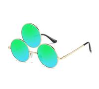 HAISENG Round Frame Lens Glasses Vintage Girls Colorful Color Lens Three Frame Glasses Teens Carnival For Teens Round Men Non For Women Men Women Vintage Eyeglass Metal Small