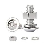 HAISHANG 10 Pcs M8 x 40mm Flanged Button Head Socket Cap Bolts, 304 Stainless Steel Nuts and Bolts Set, Allen Screws with Flat & Lock Washers Assortment Kit