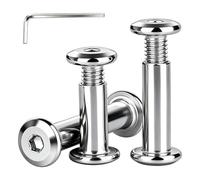 HAISHANG 10Pcs M4x6mm Furniture Connecting Bolts with Barrel Nuts, Silver | A2 304 Stainless Steel Cabinet Connector Bolts, Hex Drive Socket Cap Bolts with Allen Key for Cupboard, Chair, Wood Boards