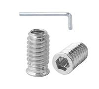 HAISHANG 20 pcs M6x13mm Threaded Insert Nuts, Flanged Hex Socket Nuts, Carbon Steel Insert Nut with Hex Drive Head Screw in Nut for Wood Furniture