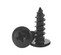 HAISHANG 20pcs Wood Screws M4x12mm Self-tapping Black Cross Round Head Carbon Steel Nails for Furniture,Woodworking,Machinery