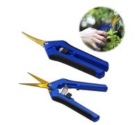 HAISHANG 2Pcs Professional Garden Scissors, Straight Tip&Curved Gardening Pruning Secateurs with Titanium Coated Blades, Flower Pruning Shears, Trimming Scissors for Plants Vegetables Fruits Rose