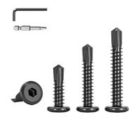 HAISHANG 40 Pcs Self Tapping Screws 6.3x19mm, 410 Stainless Steel Flat Head Hexagon Socket Black Drilling Screws with Hex Socket Bit & Hex Key