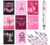 Haishell 16 Sets Breast Cancer Awareness Gifts Set Includes Pink Cancer Ballpoint Pen Inspirational Notebooks with Hope Faith Strength Courage for Women Lady Girl Patient Coworker Gifts