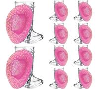 Haishell 20 Pcs Cowgirl Boot Shot Glasses 1 Oz Cowboy Mini Plastic Shot Cups Glitter Color Western Hat Reusable Beer Mugs for Cowboy Bachelorette Themed Party Wedding Supplies (Neon Glitter Pink)