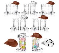 Haishell 24 Pcs 1oz Cowboy Boot Shot Glasses Plastic Mini Western Hat Cowgirl Shot Glass Cups Cute Beer Mugs for Birthday Cowboy Bachelorette Themed Party Supplies Wedding Decorations