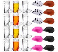 Haishell 24 Pcs Mini Cowboy Boot Shot Glasses Plastic Cowgirl Shot Glass Cups Cute Western Hat Beer Mugs for Bachelorette Party Supplies Wedding Decorations