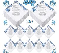 Haishell 25 Pcs Funeral Favors Handkerchief for Guests Forget Me Not Memorial Remember Me Cotton Soft Square Handkerchiefs Sympathy Bereavement Gifts Bulk for Loved Ones Decorations