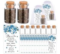 Haishell 25 Set Forget Me Not Gifts Favours for Funeral Celebration of Life Memorial Card 6ML Seeds Glass Bottles With Cork Organza Bags Funeral Gifts for Loss of Loved One, No Seed (25)