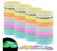 Haishell 40 Pcs 8 Inch Christian Glow In The Dark Bracelets Bible Verse Silicone Wristbands Bulk Inspirational Scripture Bracelet For Men Women