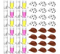 Haishell 48 Pcs Mini Cowboy Boot Shot Glasses Cute Western Hats 1 Oz Plastic Reusable Beer Mugs Boot Cups for Cowgirl Bachelorette Party Supplies Birthday Wedding Decorations