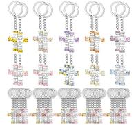 Haishell 50Pcs Acrylic Christian Keychain Gifts Bible Verse Floral Scripture Religious Jesus Inspirational Abstract Cross Key Ring Bulk for Women Men