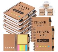 Haishell 8 Sets Thank You Greeting Card Gifts Employee Appreciation Spiral Notebook with Sticky Note Inspirational Paper Ballpoint Pen Bulk Motivational Notepad for Men Women Office