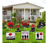 Haishell 8Pcs Remembrance Day Poppy Garden Yard Signs with Stakes Lest We Forget Soldiers Army Memorial Ornaments Lawn Signs for Outdoor Courtyard Remembrance Sunday Lawn Home Decorations