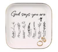 Haishell Christian Gifts for Women Religious Faith Jewelry Tray God Says You are Baptism Confirmation Communion Ring Trinket Dish for Adult Mother's Day Favors